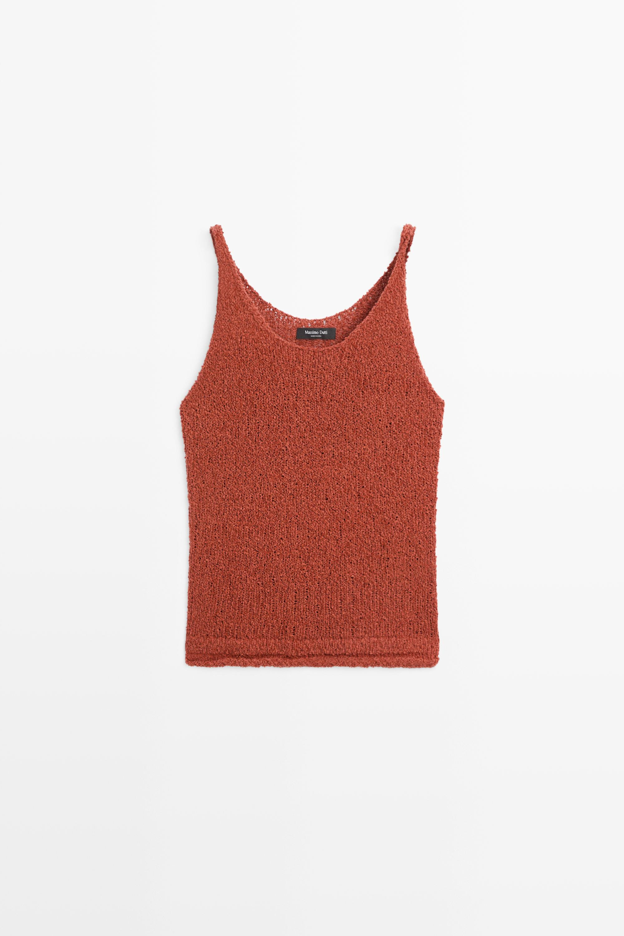 Textured cotton blend strappy top | Massimo Dutti UK
