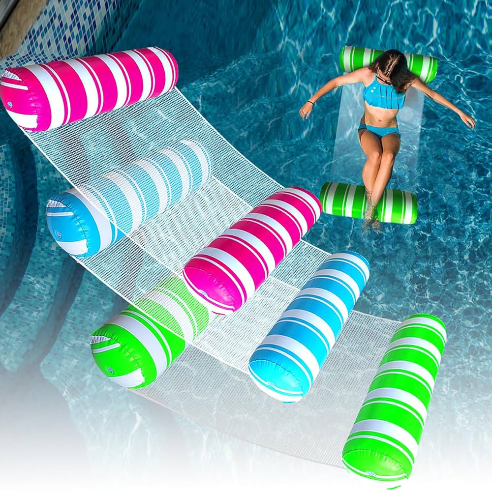 3 Pack Inflatable Pool Floats Adult Size Water Hammock,Pool Floaties Toys,4-in-1 Multi-Purpose Floats for Swimming Pool,Pool Rafts Lounge Chairs Floating,for Adults Vacation Fun and Rest | Amazon (US)