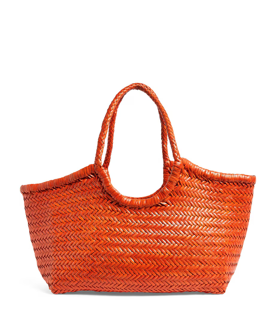 Large Leather Woven Nantucket Tote Bag | Harrods