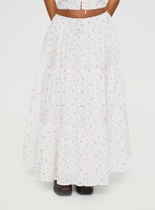 Cherry On Top Maxi Skirt White Floral | Princess Polly US