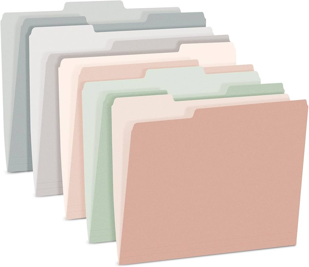 SUNEE File Folders Letter Size Pastel Colors, 100 Pack Manilla Folders 8.5 x 11 1/3-Cut Tabs, Col... | Amazon (US)