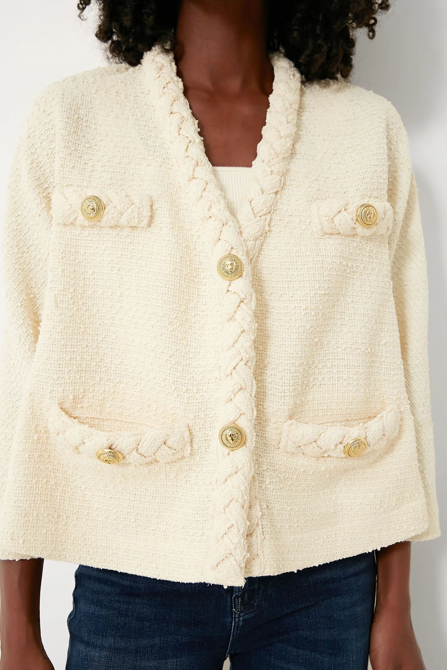 Pearl White Clodagh Tweed Jacket | Tuckernuck (US)