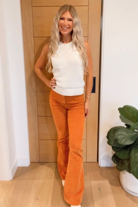 Obsessed with these burnt orange corduroy flares!! Perfect for Texas Longhorn football games and fall 🧡🤘🍁 Pair with these cream cowgirl boots for the ultimate game day look 🤠

#LTKSeasonal #LTKstyletip #LTKunder100