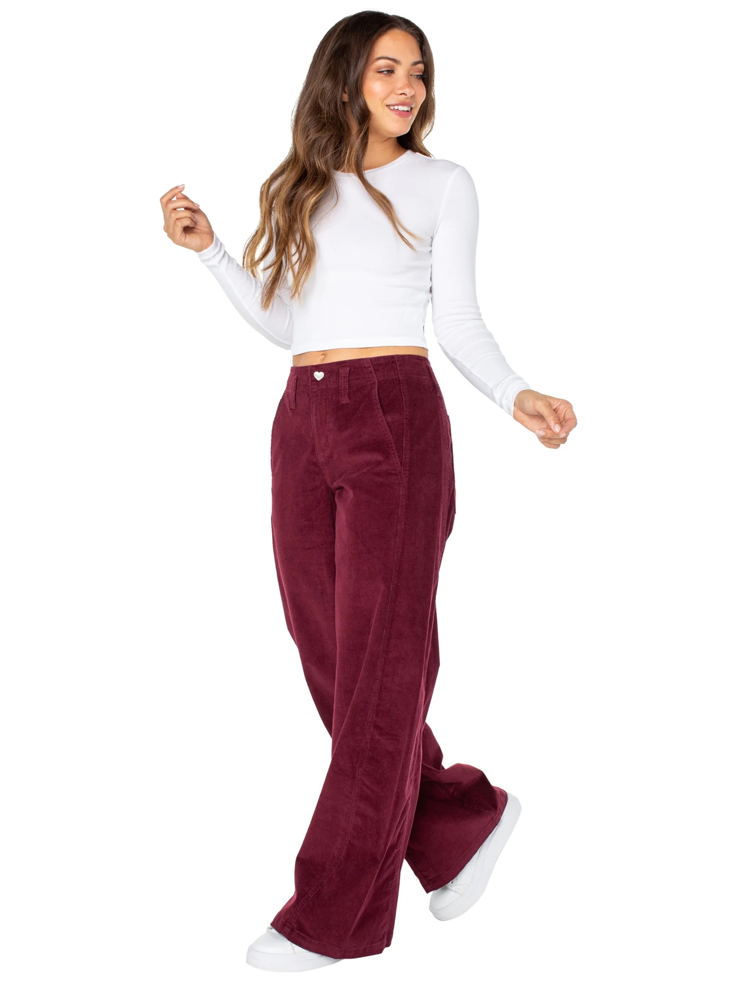 Celebrity Pink Women's and Women's Plus High Rise Corduroy Wide Leg Pant, Sizes 1-24W | Walmart (US)