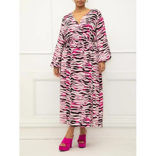 Eloquii Elements Women's Poet Sleeve Smocked Waist Maxi Dress | Walmart (US)