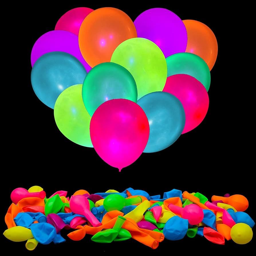 100 Pcs UV Neon Balloons ,Neon Glow Party Balloons UV Black Light Balloons Glow in the dark for B... | Amazon (US)