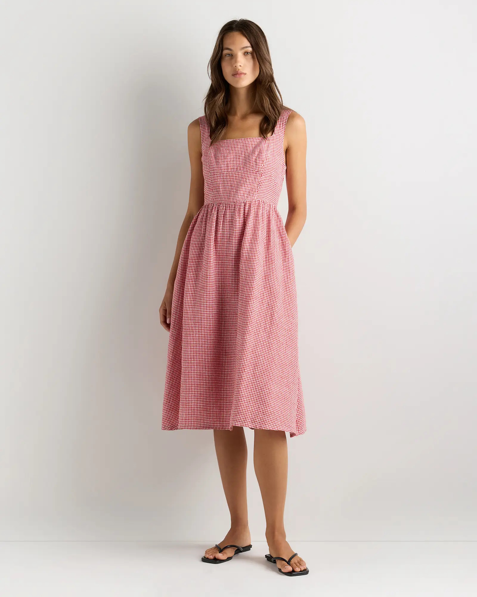 100% European Linen Fit & Flare Midi Dress | Quince
