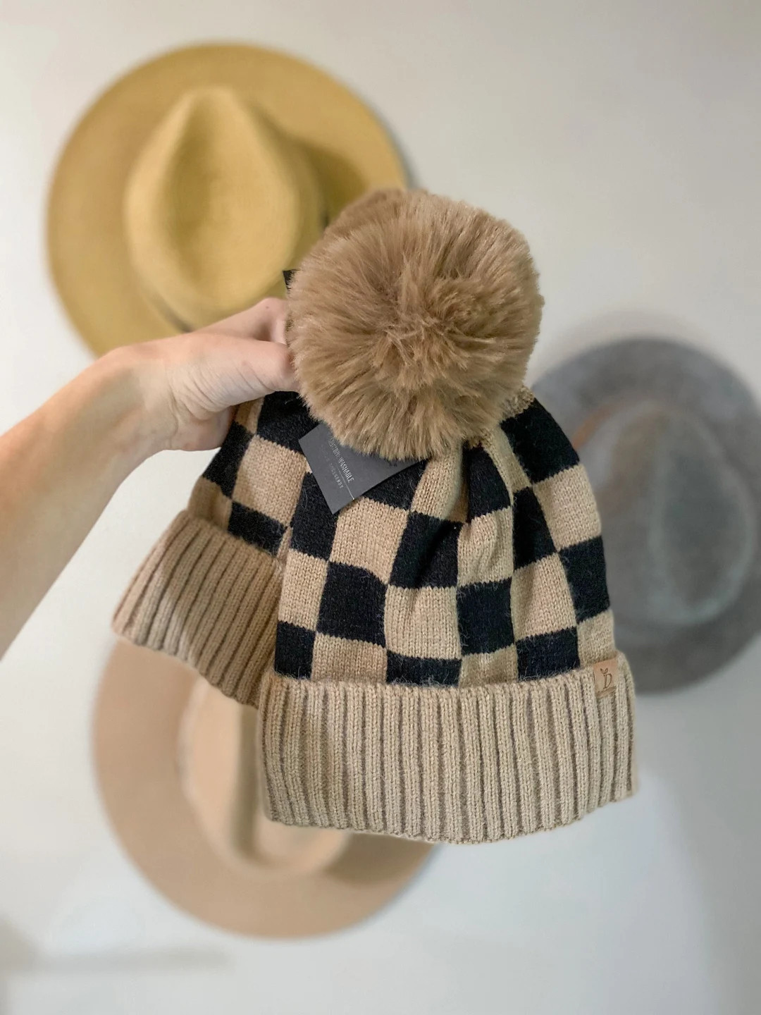 Checkered Pom-pom Beanie Ready to Ship Fall Must Have - Etsy | Etsy (US)