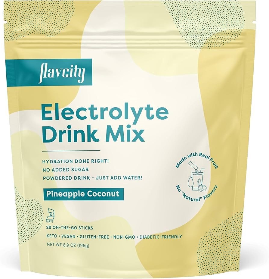 FlavCity Pineapple Coconut Electrolytes Drink Mix, 28 On-The-Go Stick Packs - Healthy Electrolyte... | Amazon (US)