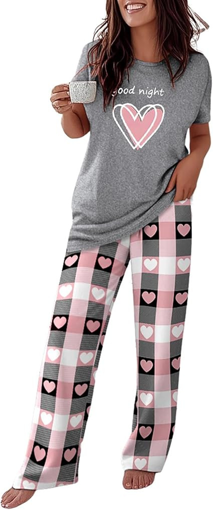 CHICME Womens Pajamas Sets 2 Piece Short Sleeve Lounge Set Printed Loose Pants Pj Sets Loungewear... | Amazon (US)