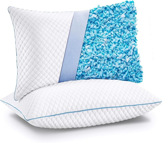 Cooling Bed Pillows Queen Size Set of 2, Shredded Memory Foam Pillows Cool Cold Pillow for Side B... | Amazon (US)