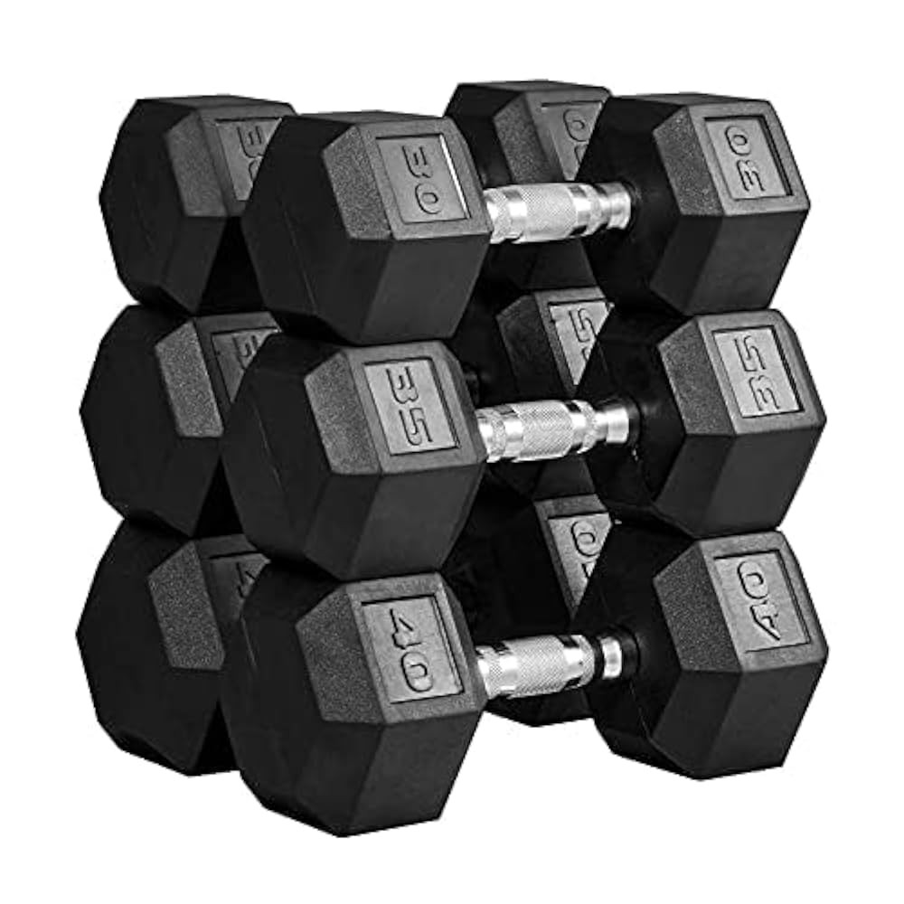 PAPABABE Hex Dumbbell Set 45-550lb, Rubber Encased Home Gym Dumbbells, Weight Dumbbells for Women... | Amazon (US)