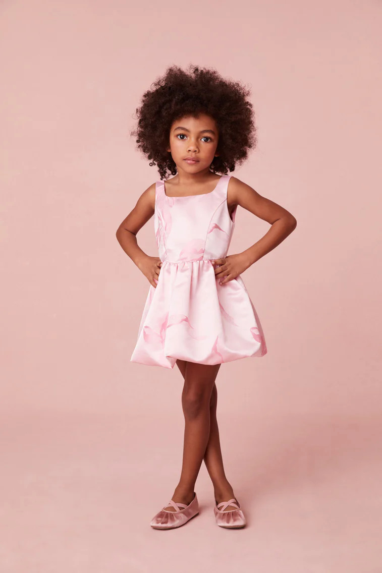 Girls Eilie Jacquard Taffeta Bow Dress | LoveShackFancy