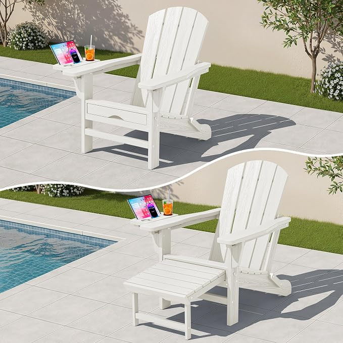KINGYES Adjustable Folding Adirondack Chair with Footrest & 4-in-1 Multi-Functional Armrest Organ... | Amazon (US)