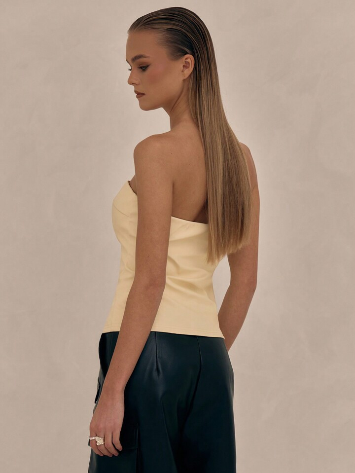 MUSERA Faux Leather Bandeau Top Casual Summer | SHEIN