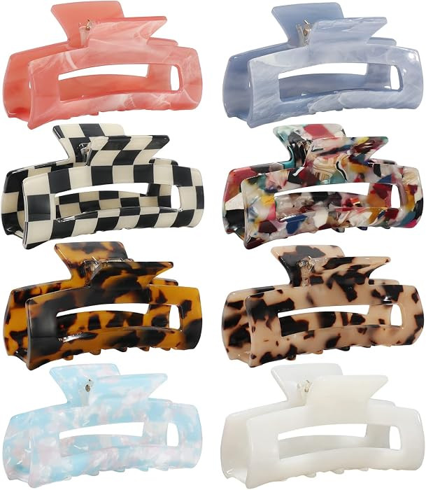 8-Pack Medium Acrylic Butterfly Hair Clips - Leopard Print, Non-Slip Strong Hold for Women and Gi... | Amazon (US)