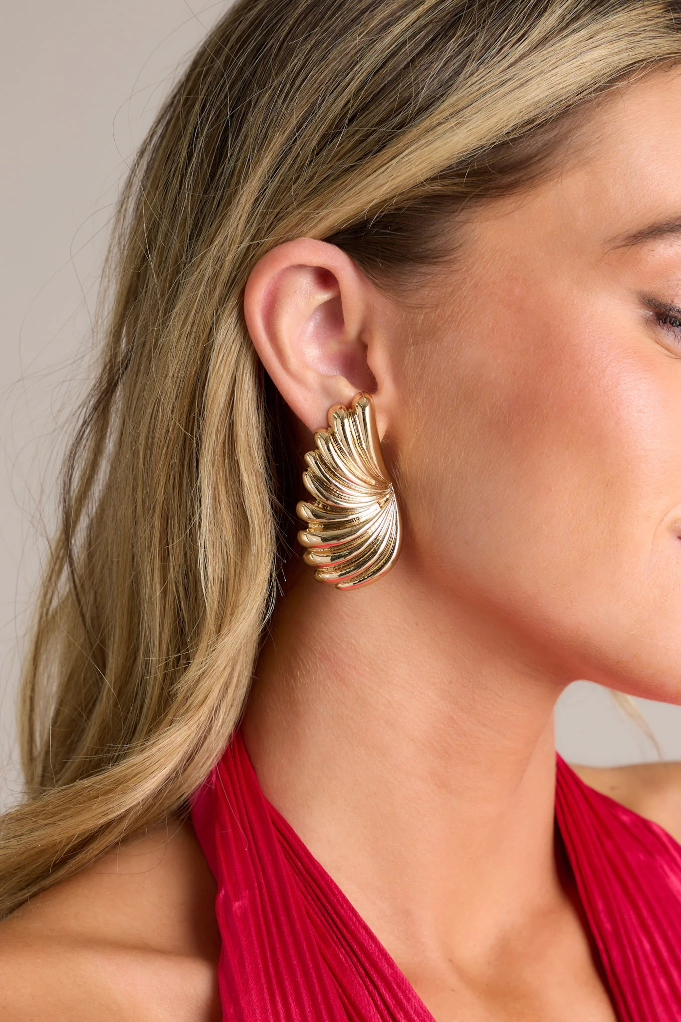 Off Script Textured Gold Earrings | Red Dress