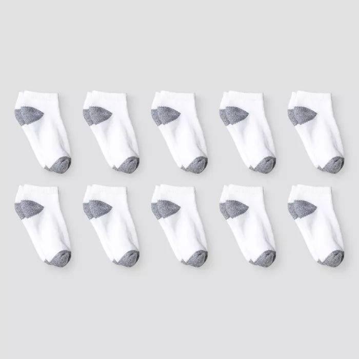 Boys' 10pk Athletic Low Cut Socks - Cat & Jack™ White | Target