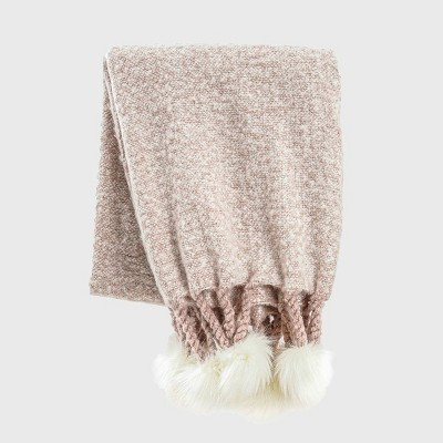 60"x50" Faux Mohair Pom Poms Decorative Throw - Freshmint | Target