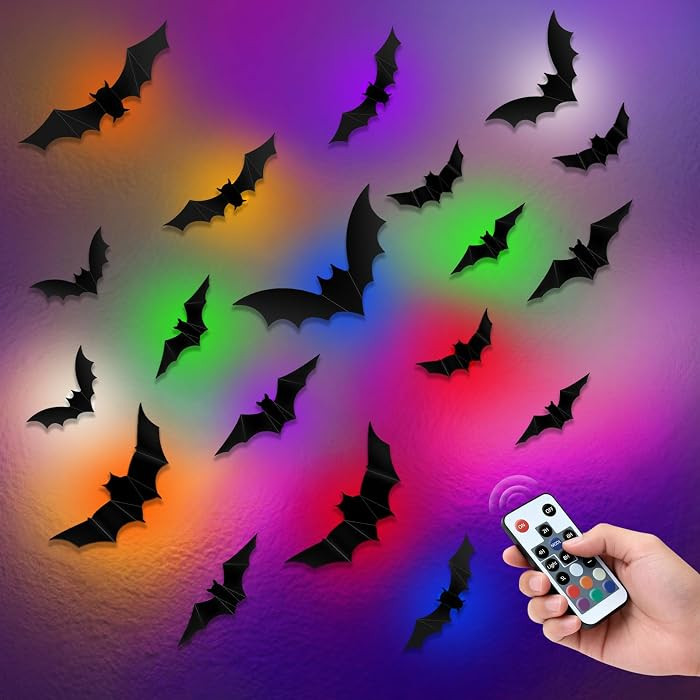 PChero 12 Lights & 48 Bats Halloween Decoration with Remote Timer | Amazon (US)