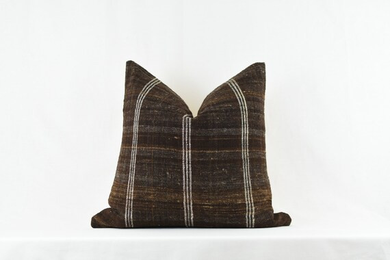 Brown Wool Stripe Pillow | Etsy (US)
