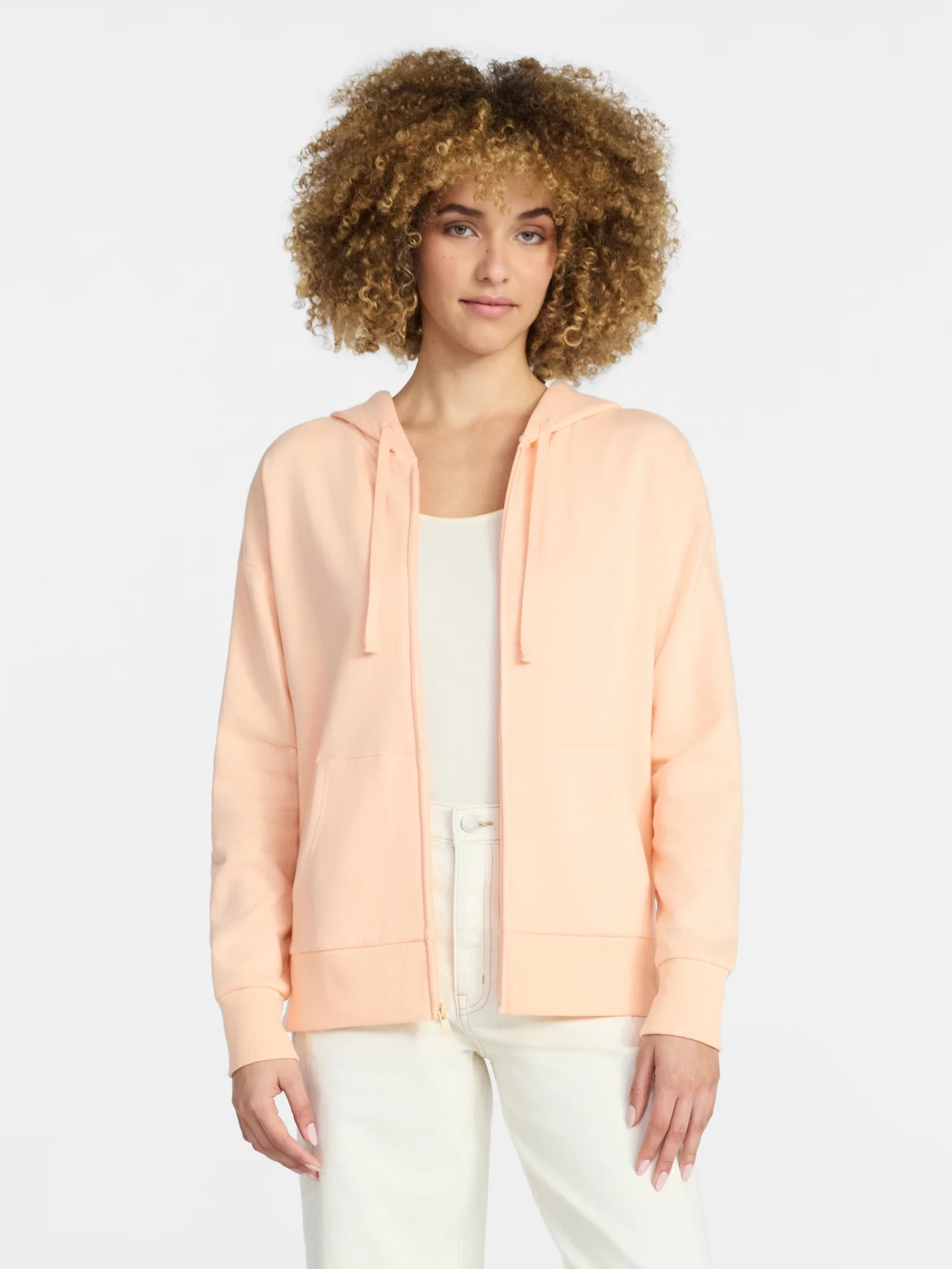 Time and Tru Women's and Women’s Plus Zip Front Fleece Hoodie Jacket, Sizes XS-4X | Walmart (US)