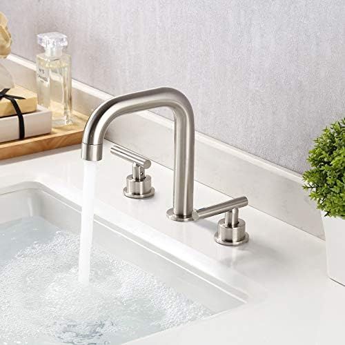 KES 8-Inch Widespread Bathroom Faucet 3 Hole Modern Vanity Sink Faucet 2 Handle Brass with Supply Ho | Amazon (US)