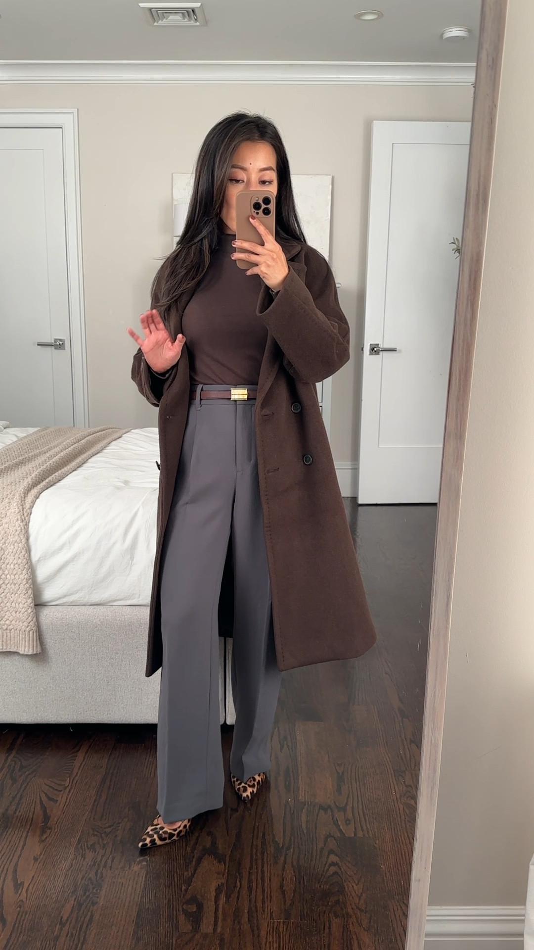 • Aritzia effortless crepette pants 0 Shorter in coal grey - These are beautifully draping and fluid crepe and run a little long. I’m usually between a size 00 or 0 and the new “Shorter” length is the shortest and fits me best.

•Aritzia slouch coat xxs Short - The Slouch coat is an oversized style and runs big, so some opt to size down. This particular fabric is plush feeling, soft and warm with a full lining. Would only recommend for smaller framed petites if you want the oversized look!

• jcrew leopard heels 5

• madewell mock neck long sleeve - linked a similar option 

• edited pieces Equinox belt xxs (editedpieces.com)

petite friendly winter outfits, cold weather style, work pants, gifts for her, sale#LTKHoliday

#LTKSaleAlert #LTKSeasonal