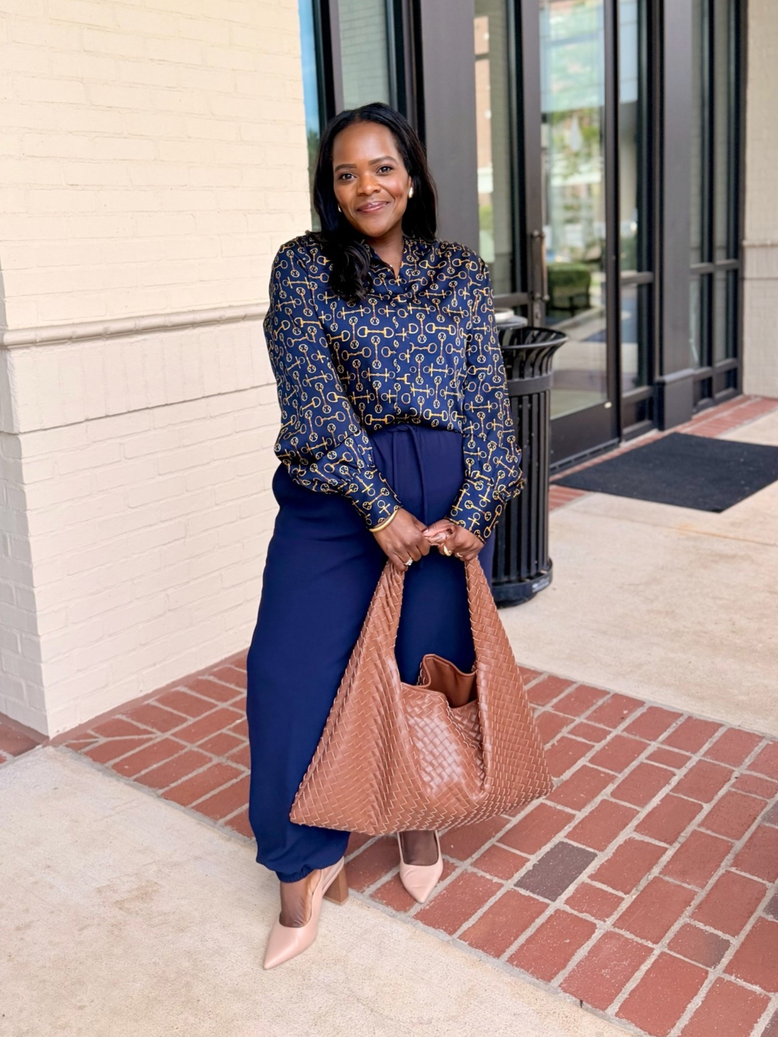 Monday workwear OOTD! Are yall seeing a trend yet with me? Since I’ve bought these @Aritzia navy balloon pants I can’t stop reaching for them. I’ll style them with a graphic tee and sneakers 👟 later this week! I paired it with this chic lightweight long sleeve printed blouse from JcPennys!

#LTKootd #LTKWorkwear #LTKSaleAlert