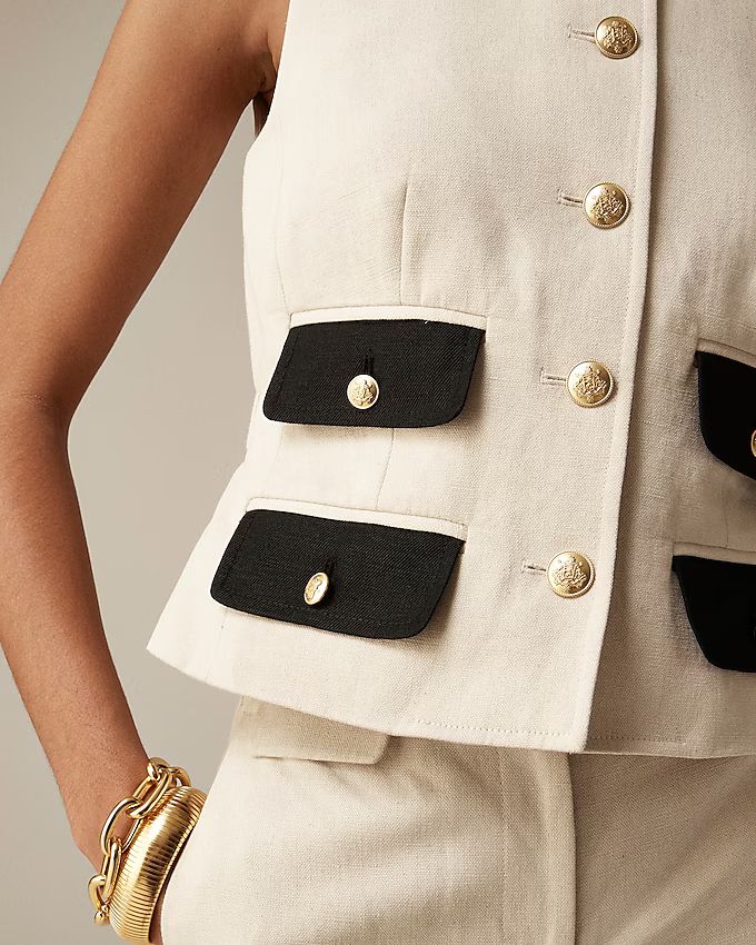 Contrast vest in textured linen blend | J.Crew US