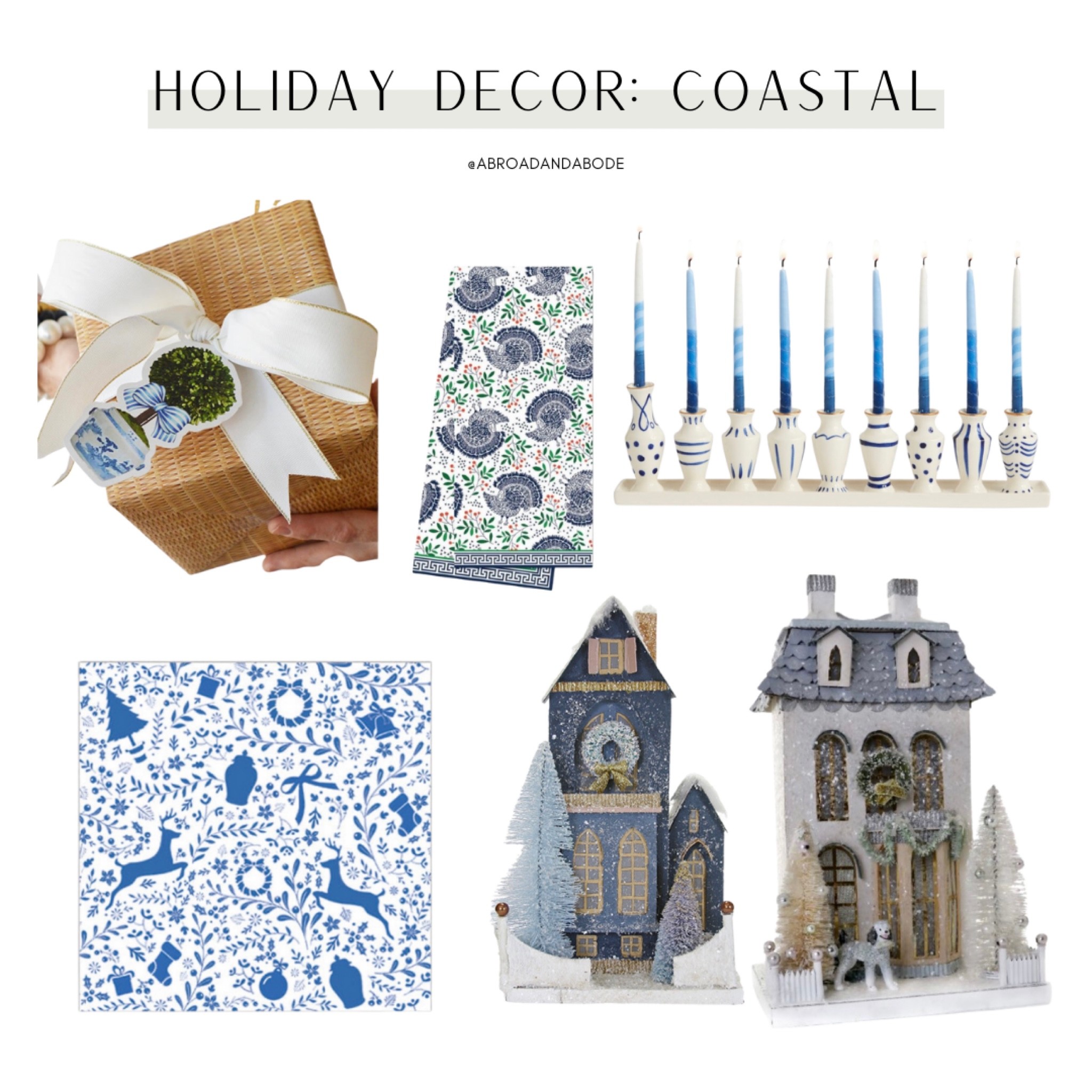 Coastal blue & white decor for the holidays!

Holiday decor, coastal style, blue and white decor, wrapping paper, tea towel, rattan, menorah

#LTKhome #LTKunder50 #LTKHoliday
