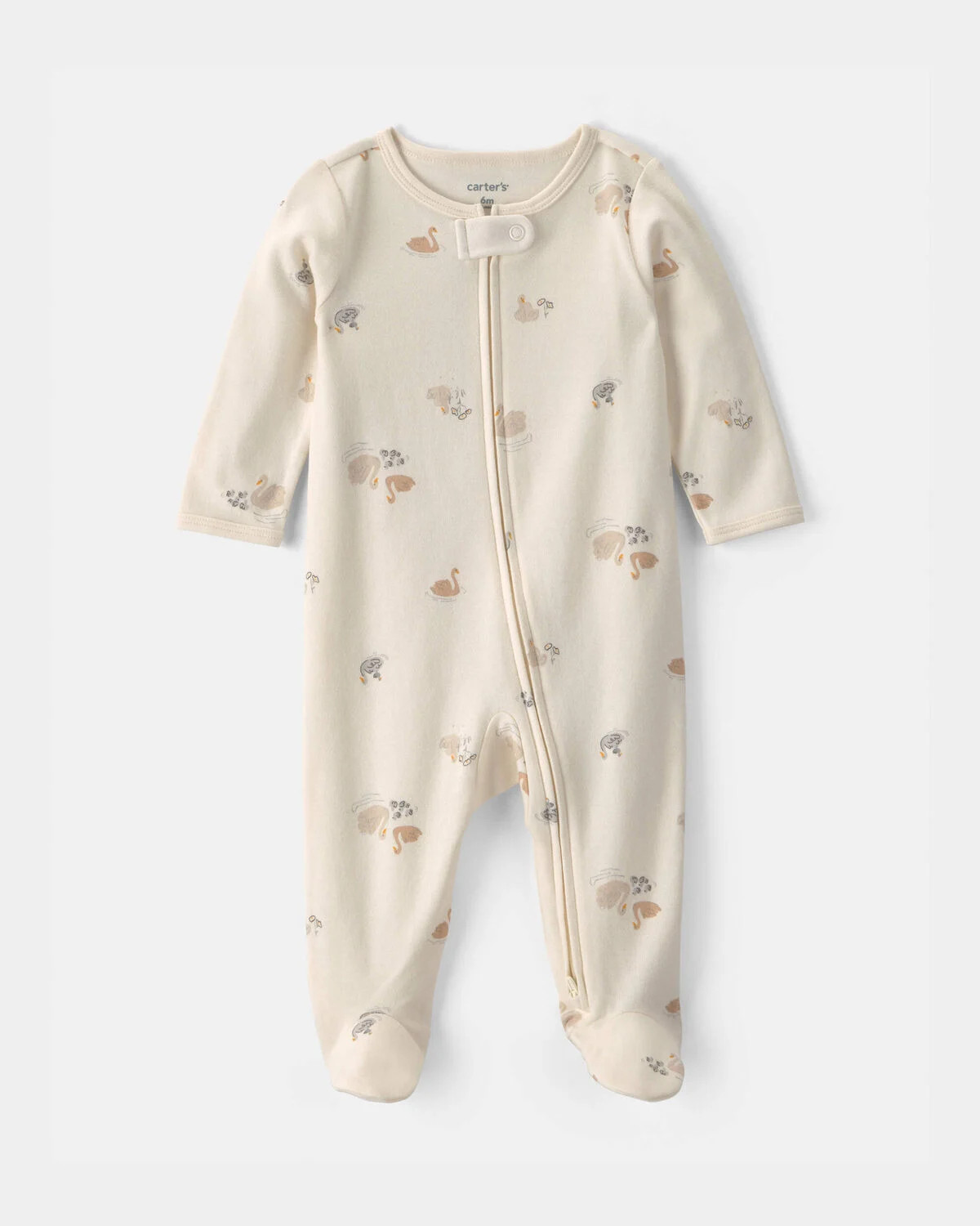 Baby Girl Swan 100% Cotton 2-Way Zip Sleep & Play Pajamas - Ivory | Carter's Inc