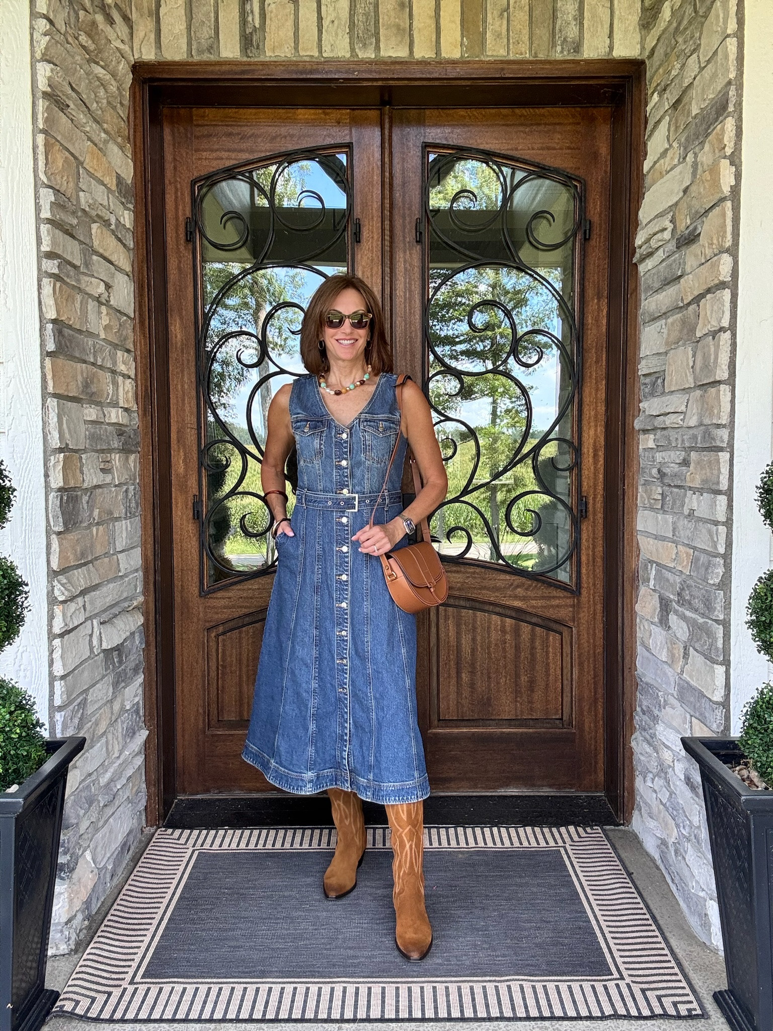 Denim dress size 8 Linked similar sweater Western style Denim midi dress Country concert style Fall transition style

#LTKootd #LTKSeasonal