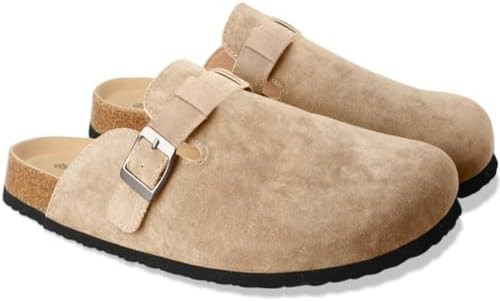 Clogs for Women Suede Soft Leather Clogs Classic Cork Clog Antislip Slippers Waterproof Mules Hou... | Amazon (US)