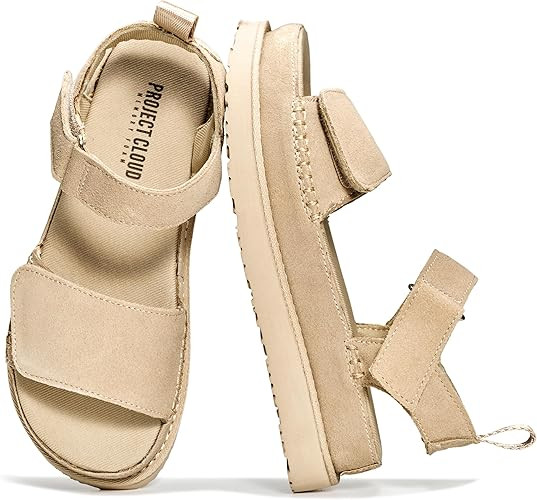 Project Cloud 100% Genuine Leather Platform Sandals For Women - Memory Foam Insole Slip Resistant... | Amazon (US)