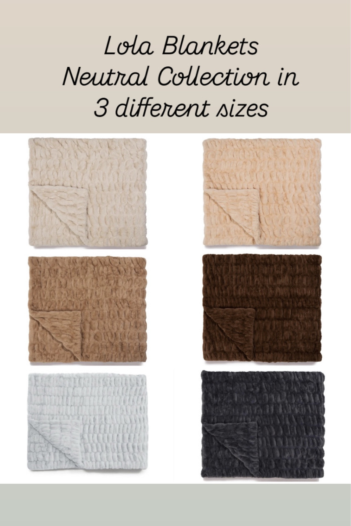 Lola blankets THE SOFTEST BLANKET YOU WILL EVER OWN! Neutral collection is the prettiest colors! Use COZY50 for 50% off! 

#LTKSaleAlert #LTKStyleTip #LTKHome