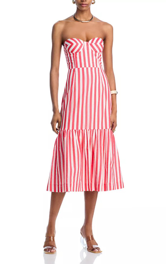 Chic and fresh, this strapless stripe midi dress brings a playful twist to classic summer style. The sweetheart neckline and structured bustier bodice highlight the silhouette beautifully, while the seamed waist and shirred hem create effortless movement. Crafted in crisp, non-stretch cotton, it’s designed for sunny days, brunch dates, and beachside parties. Pair it with gold jewelry and neutral sandals for a refined yet relaxed look. Tap to see how this exclusive piece makes every moment feel effortlessly elegant.

#stripedress #summeroutfit #fashioninspo #chicstyle 

 #LTKMidsize #LTKPetite #LTKStyleTip