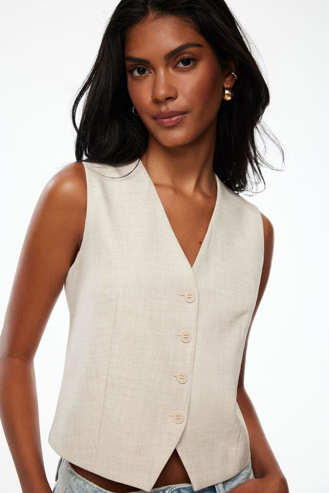 Millie Tailored Four Button Vest | Dynamite Clothing