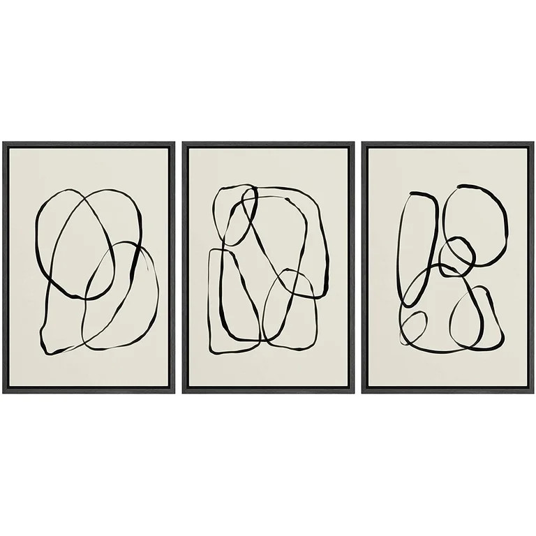 PixonSign Framed Canvas Print Wall Art Set Duotone Geometric Spiral Ring Circle Collage Abstract ... | Walmart (US)
