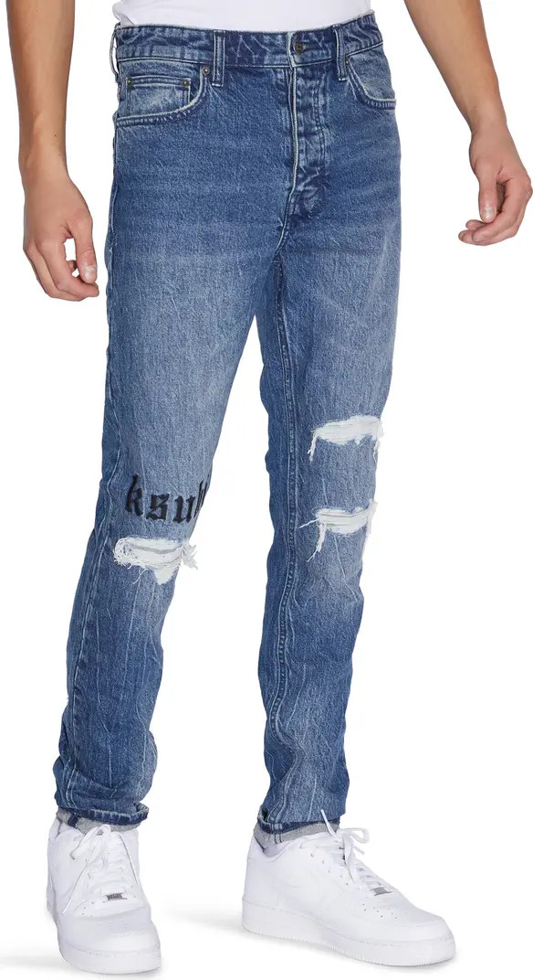 Chitch Boneyard Kult Distressed Embroidered Slim Fit Jeans | Nordstrom