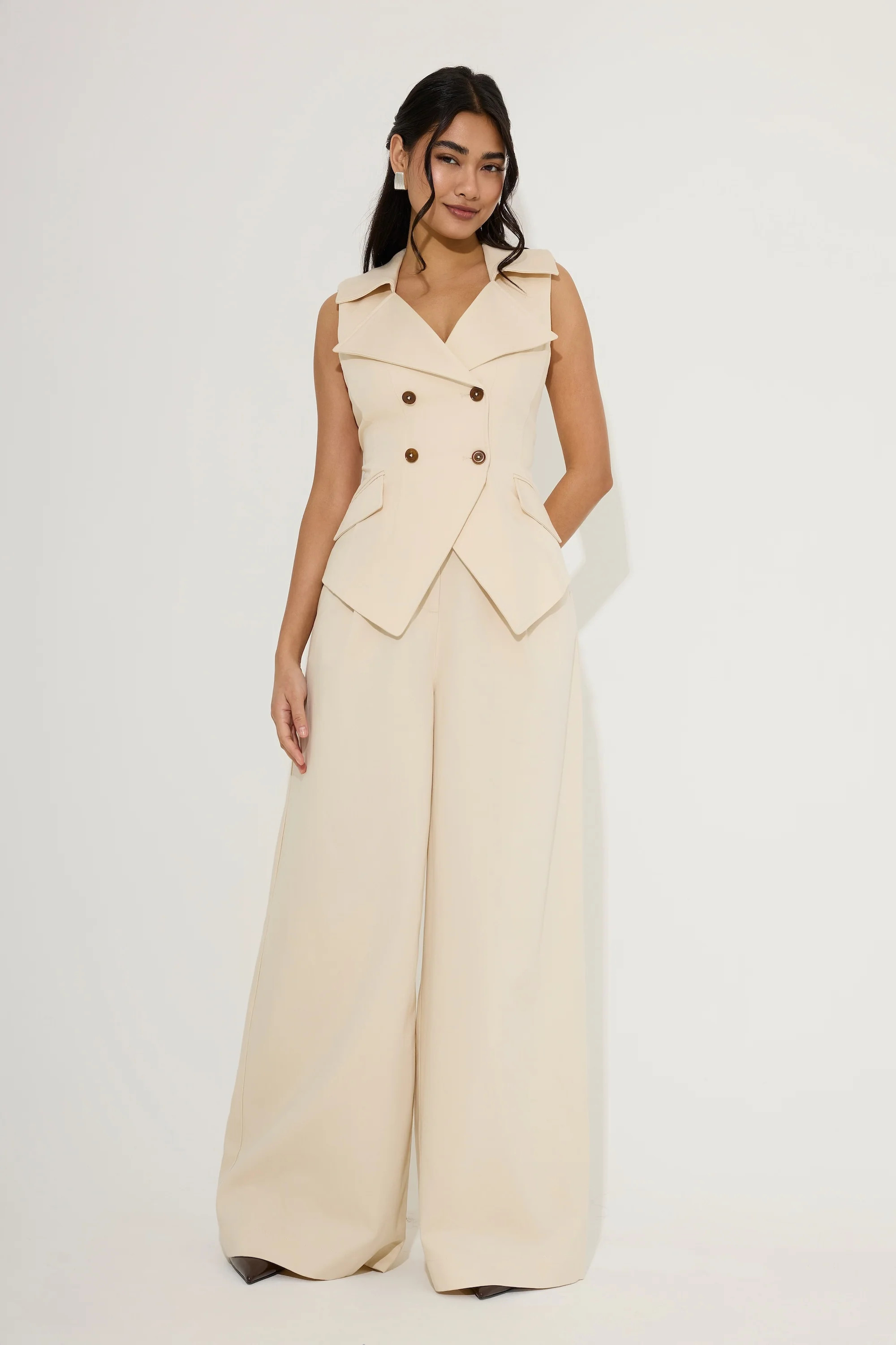 Cotton Mix Wide Leg Trousers | Odd Muse