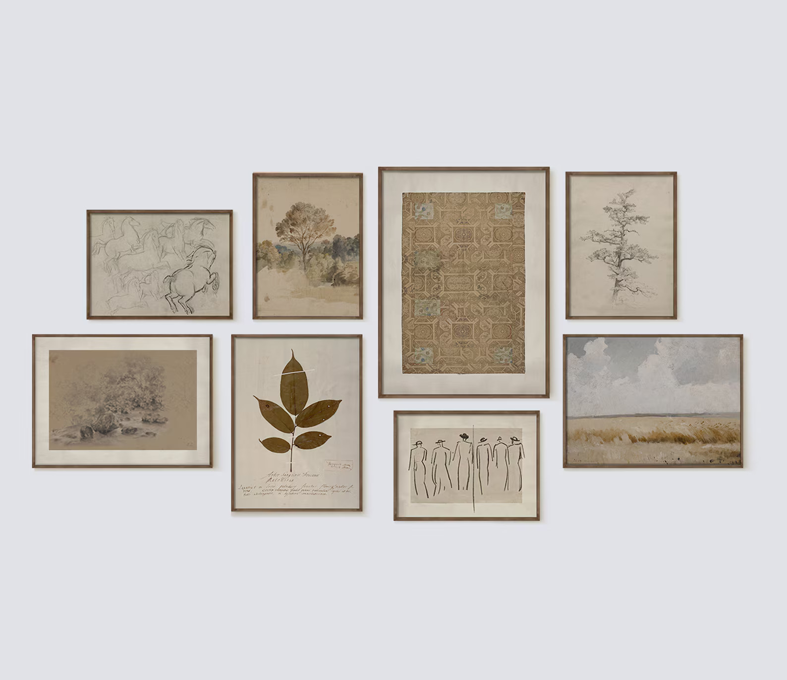 Gallery Wall Set of 8, Vintage Wall Print Set, Neutral Wall Art Set, Modern Farmhouse Wall Set, R... | Etsy (US)