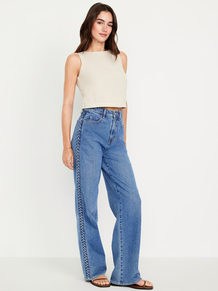 Extra High-Waisted Braided Wide-Leg Jeans | Old Navy (US)