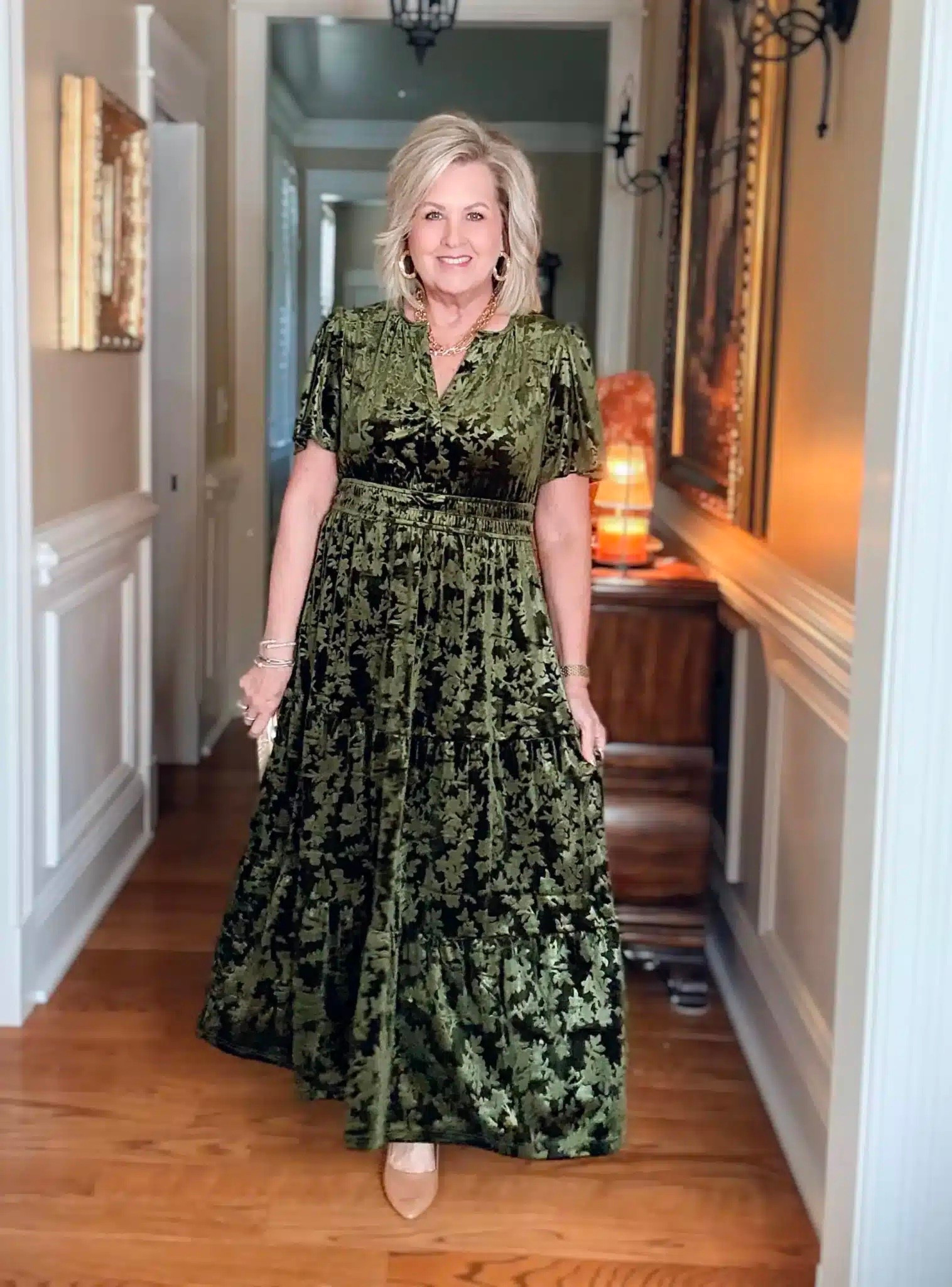 This green maxi is perfect for any Christmas or holiday parties coming up! It would also be a great option for family photos. I am wearing a size large and love the affordable price! 

#LTKHoliday #LTKWedding #LTKOver40