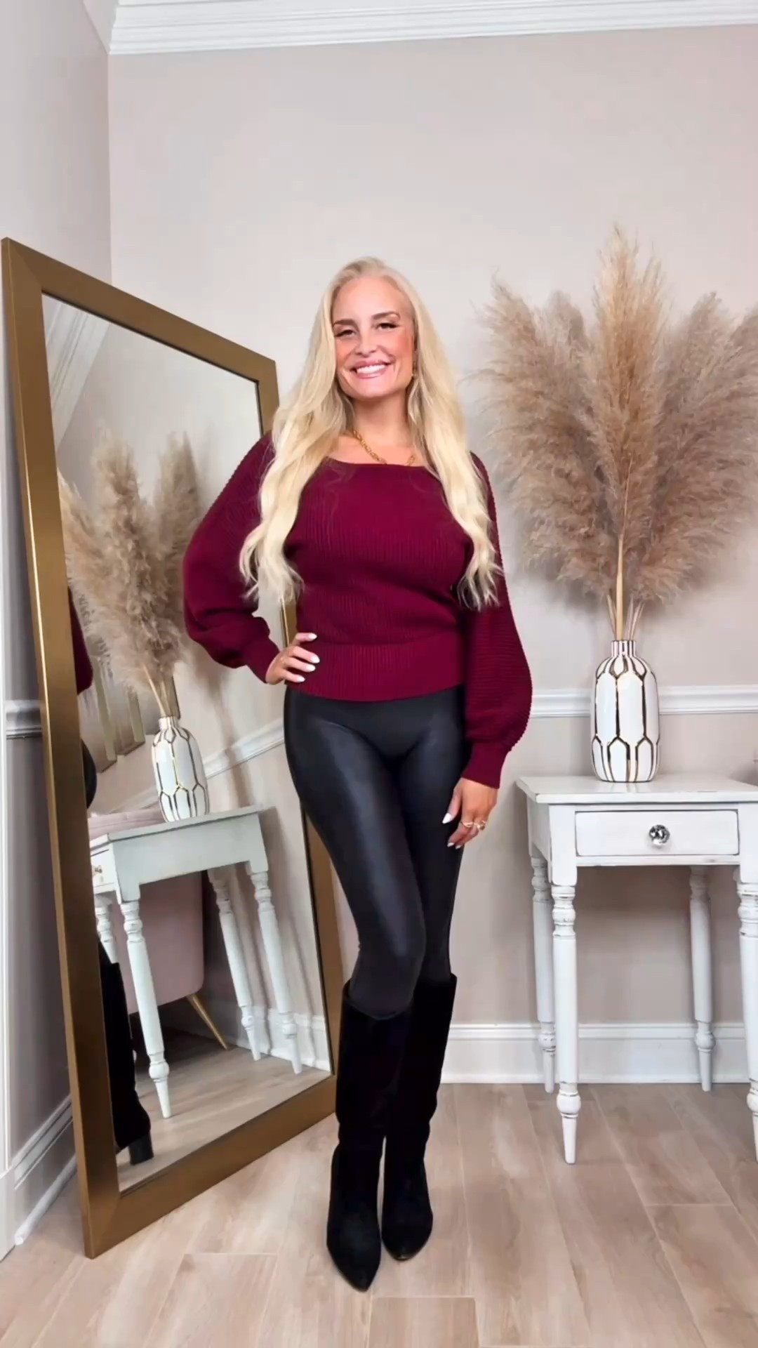 A cute sweater and leggings outfit that you can wear anytime you want to look stylish but still be comfortable this winter. Looks super cute with classic tall UGG boots folded over or any flat knee high boots for extra comfort. 

#LTKdayinmylife #LTKmorningroutine #LTKgrwm