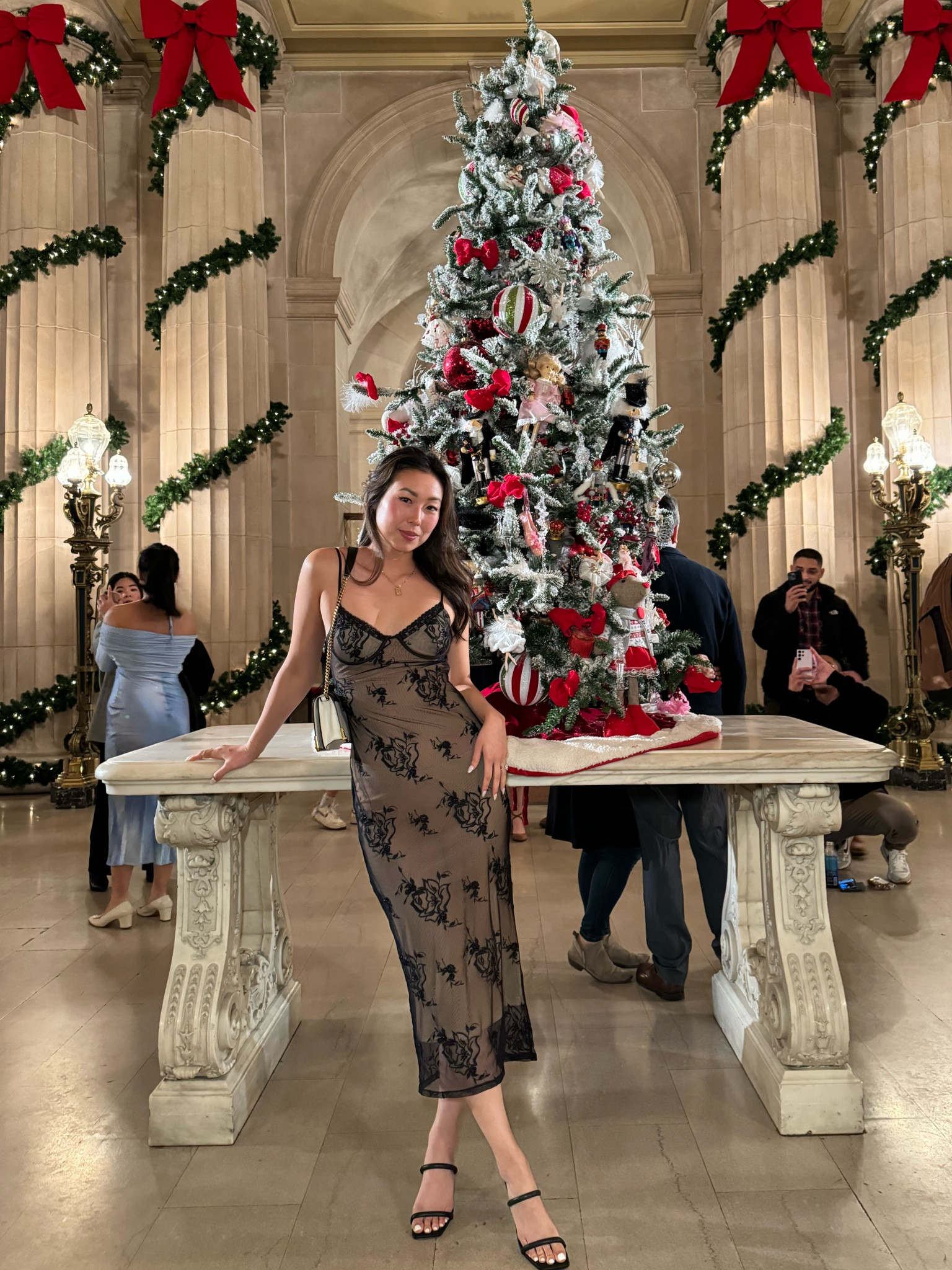 IN: sexy black lace dresses. Wearing an XS and paired with strappy black heels  

#LTKparties