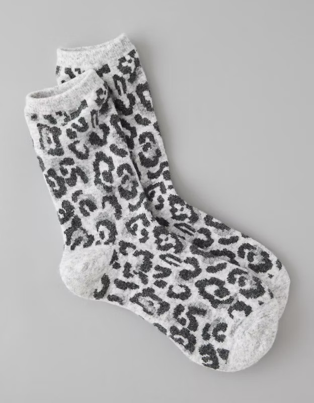 AE Cozy Leopard Crew Socks | American Eagle Outfitters (US & CA)