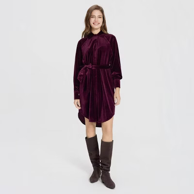 Women's Long Sleeve Velvet Midi Shirtdress - Universal Thread™ | Target
