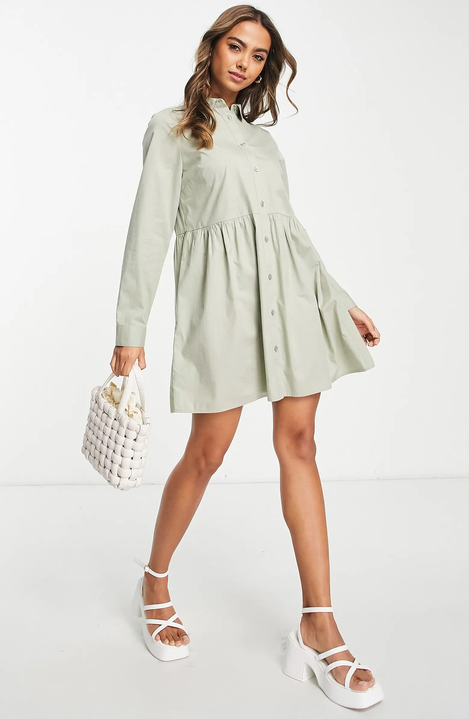 ASOS DESIGN Long Sleeve Cotton Shirtdress | Nordstrom | Nordstrom