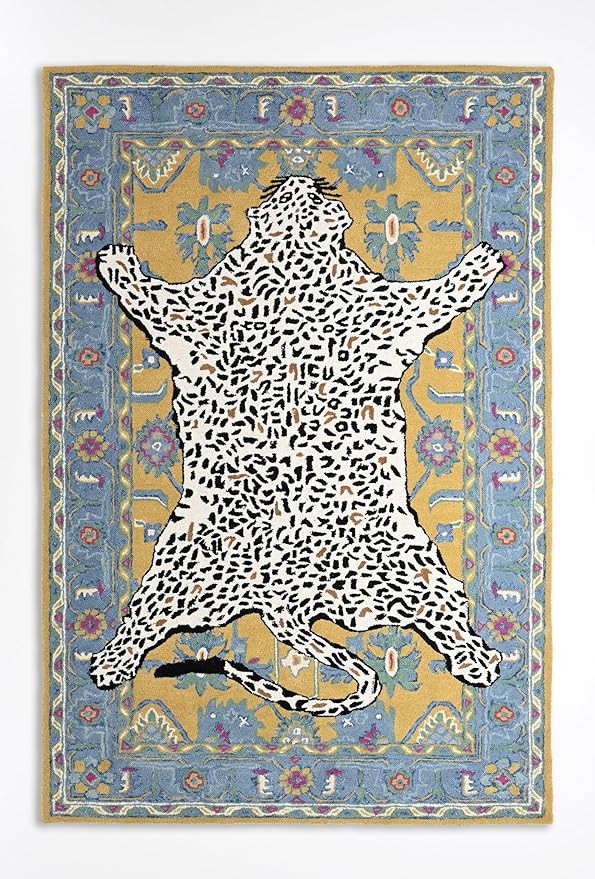 Handmade Leopard Wool Area Rug with Traditional Oushak Motif – Exquisite Animal Print Cheetah R... | Amazon (US)